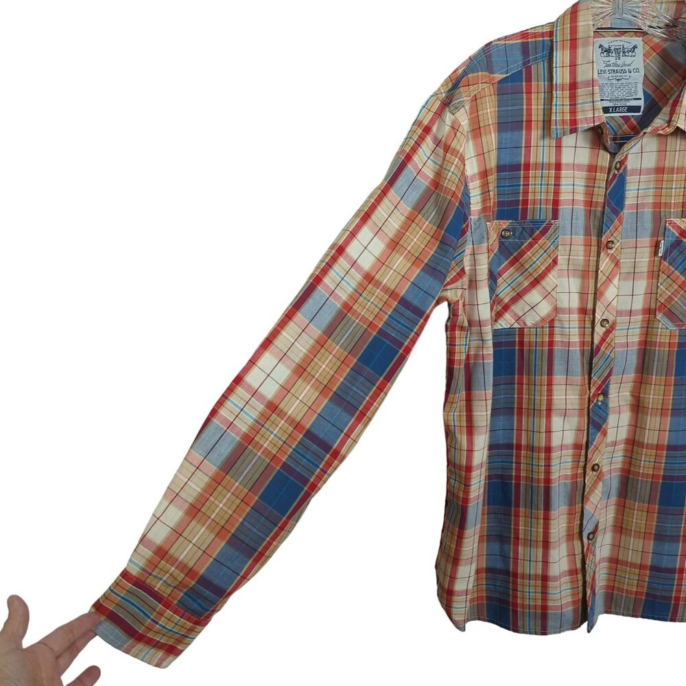 Levi's Strauss & Co. Men's Plaid Long Sleeve Button-Up vintage Shirt X Large - Picture 5 of 15